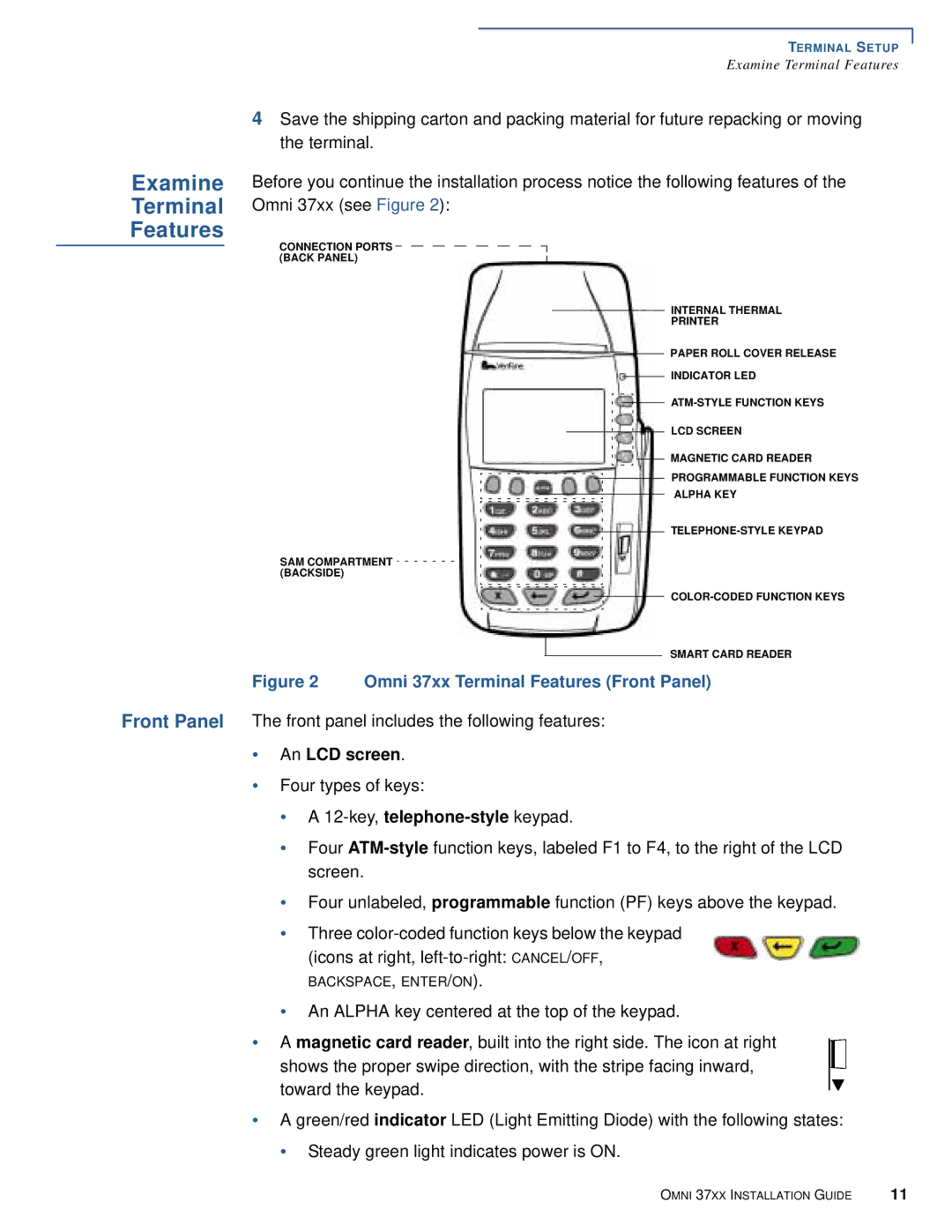 VeriFone Omni 37xx manual Examine Terminal Features, An LCD screen 