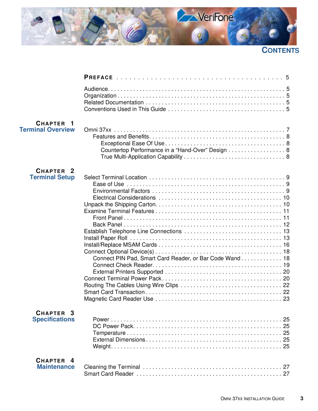 VeriFone Omni 37xx manual Contents 