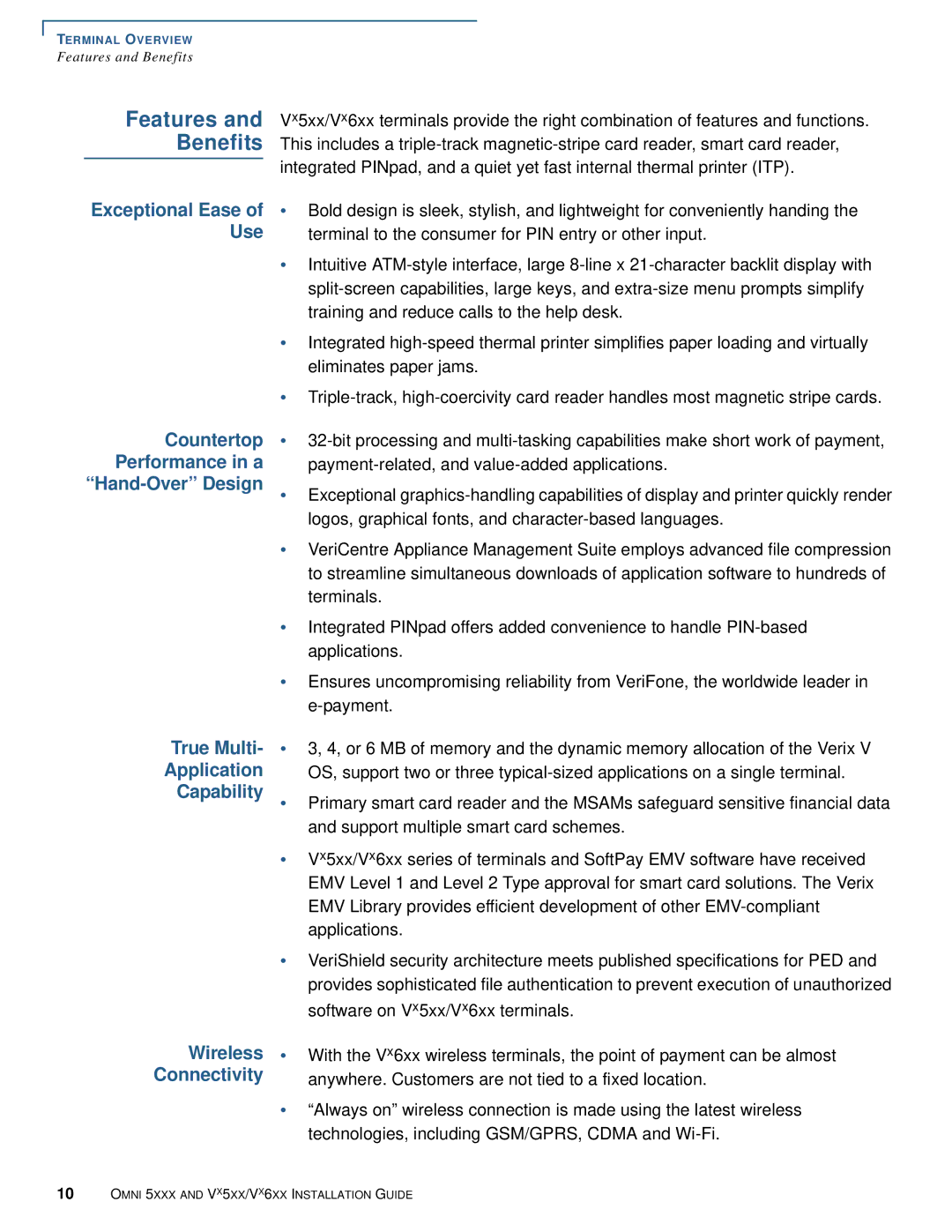 VeriFone Vx510 manual Features and Benefits, Wireless Connectivity 