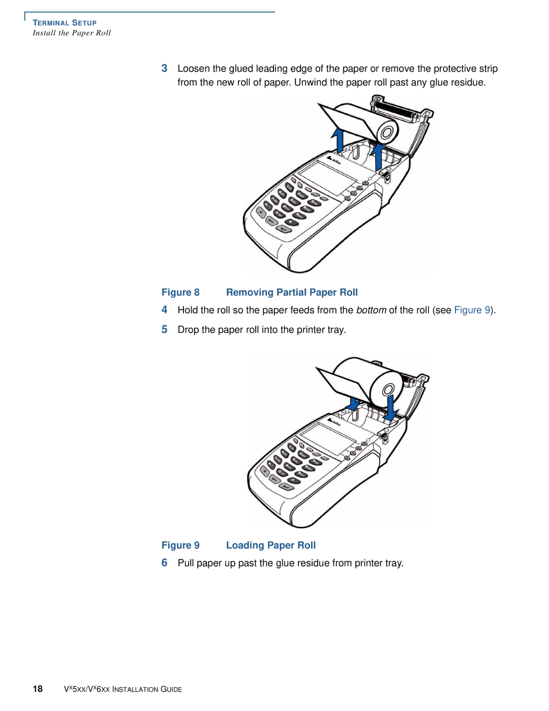 VeriFone Vx510 manual Removing Partial Paper Roll 