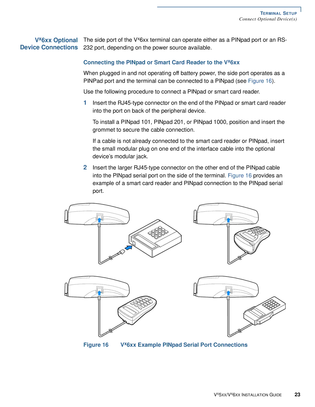 VeriFone Vx510 manual Vx6xx Example PINpad Serial Port Connections 