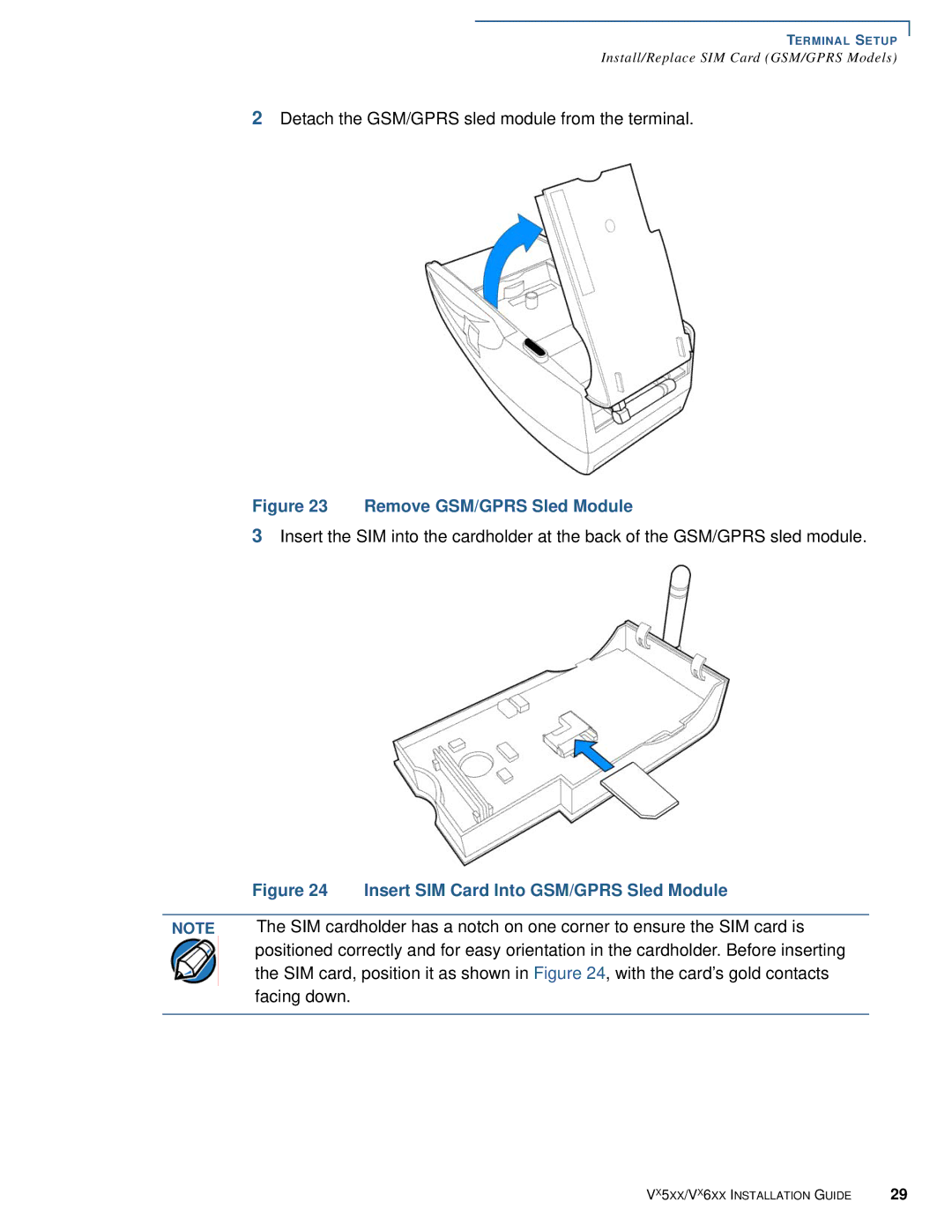 VeriFone Vx510 manual Remove GSM/GPRS Sled Module 