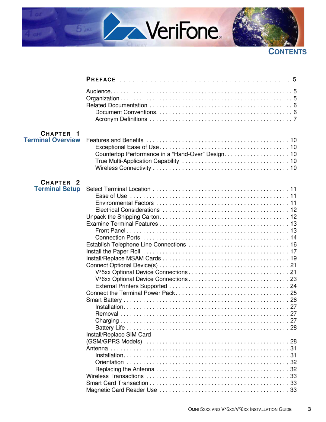 VeriFone Vx510 manual Contents 