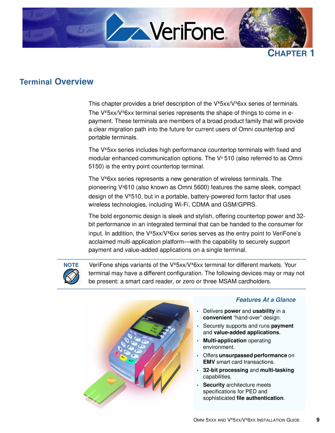 VeriFone Vx510 manual Chapter, Terminal Overview 