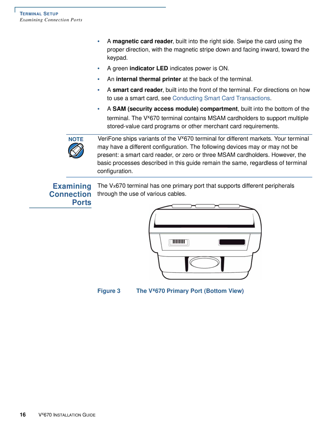 VeriFone manual Examining Connection Ports, Vx670 Primary Port Bottom View 