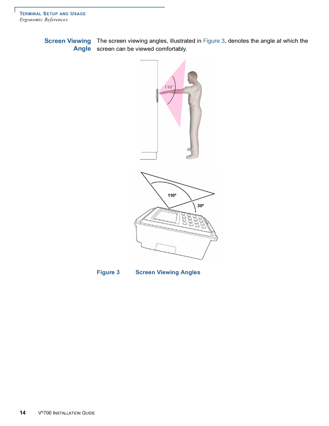 VeriFone Vx700 manual Screen Viewing Angles 