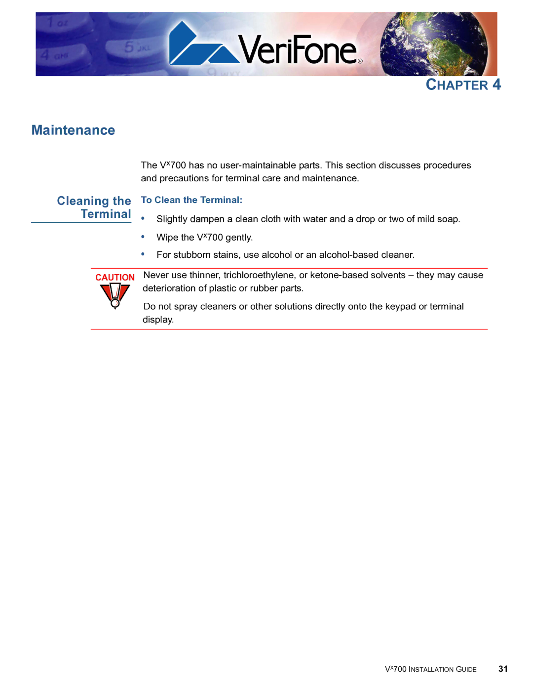 VeriFone Vx700 manual Maintenance 