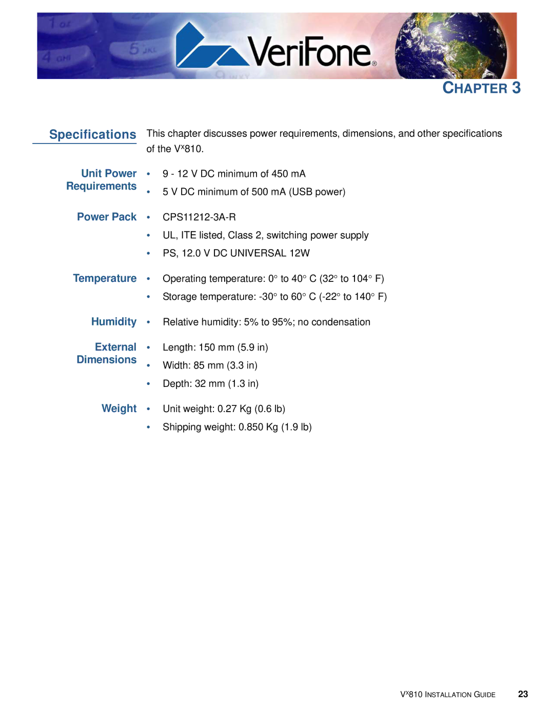 VeriFone Vx810 manual Chapter 