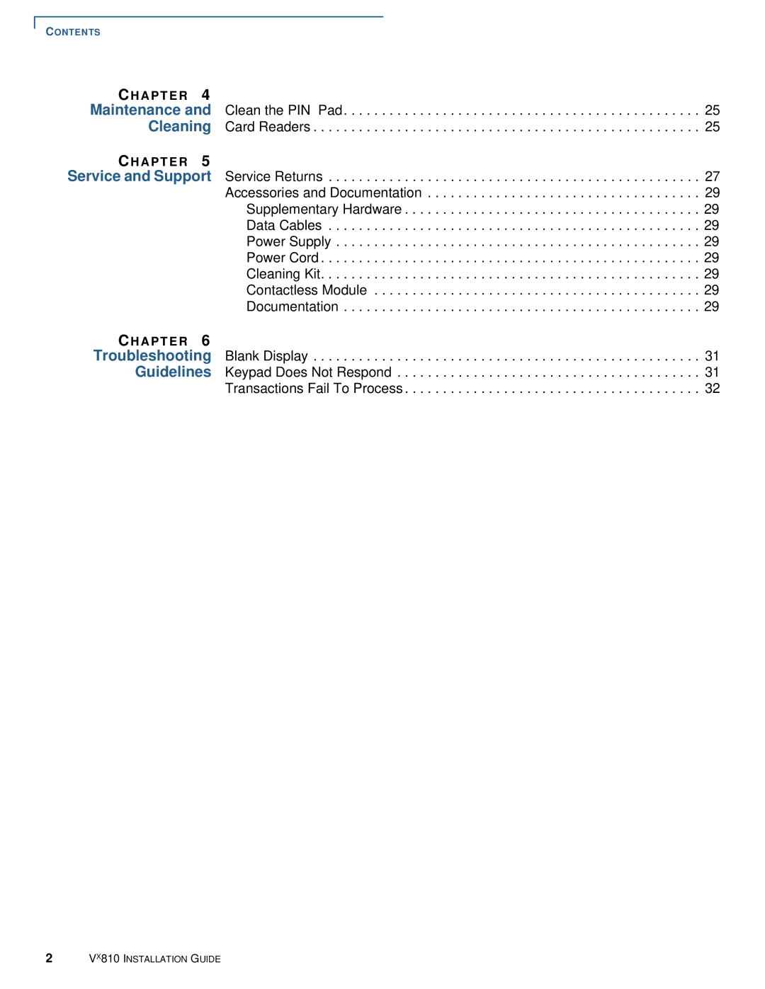 VeriFone Vx810 manual Maintenance, Cleaning, Troubleshooting, Guidelines 