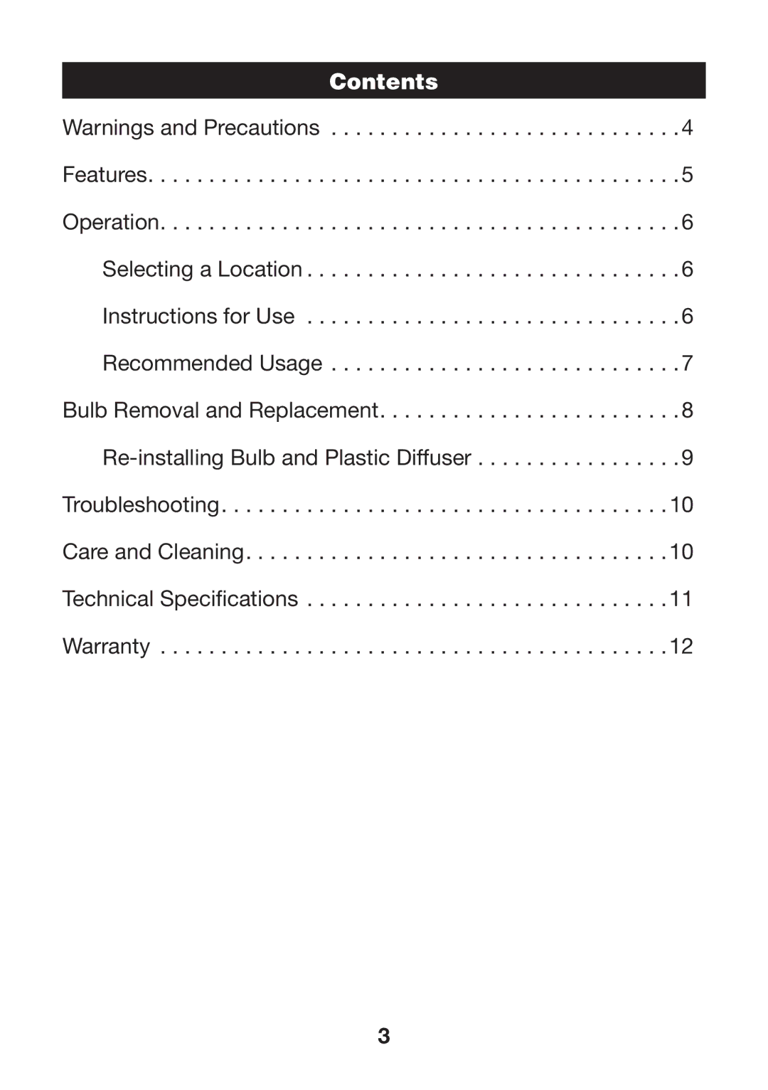 Verilux 571391 manual Contents 