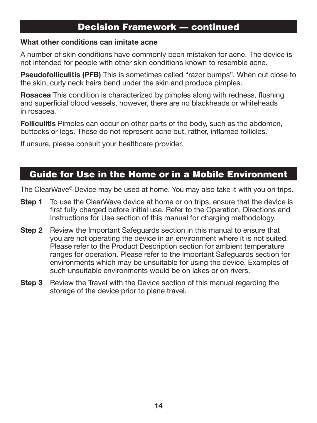 Verilux CW01 manual DecisionCAREFramework& Cleaning, Guide for Use in the Home or in a Mobile Environment 