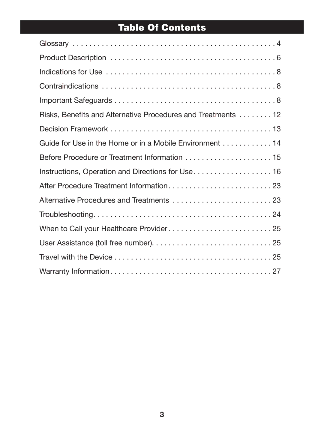 Verilux CW01 manual Table Of Contents 