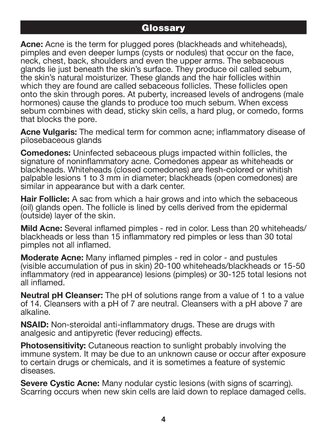 Verilux CW01 manual Glossary 