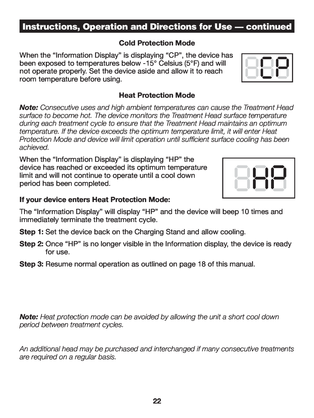 Verilux CW01 manual Instructions, Operation and Directions for Use - continued, Cold Protection Mode, Heat Protection Mode 