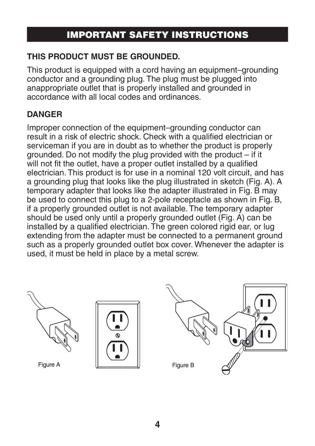 Verilux CWST1 manual This Product Must be Grounded 