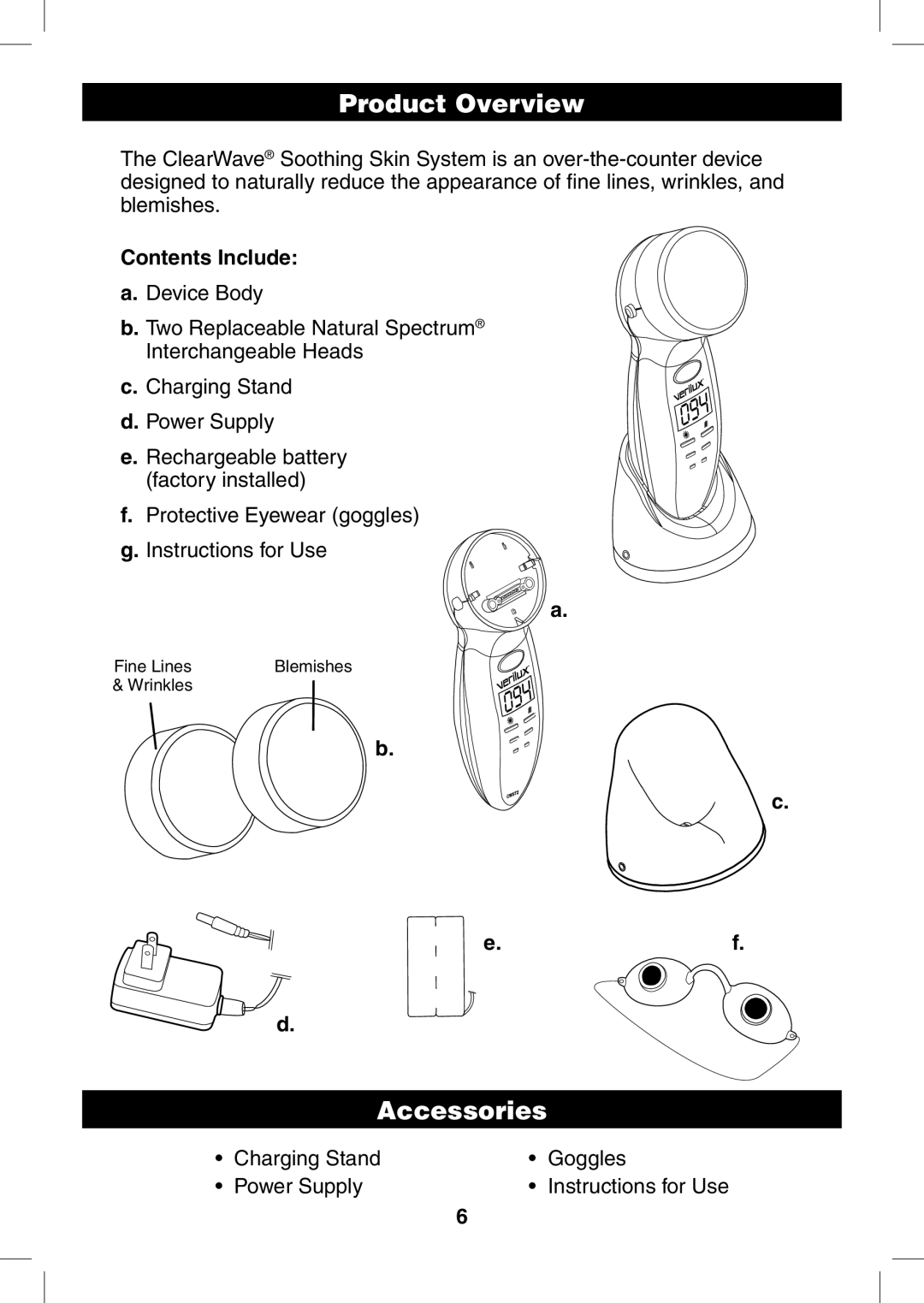 Verilux CWST2RB manual Product Overview, Accessories, Contents Include 