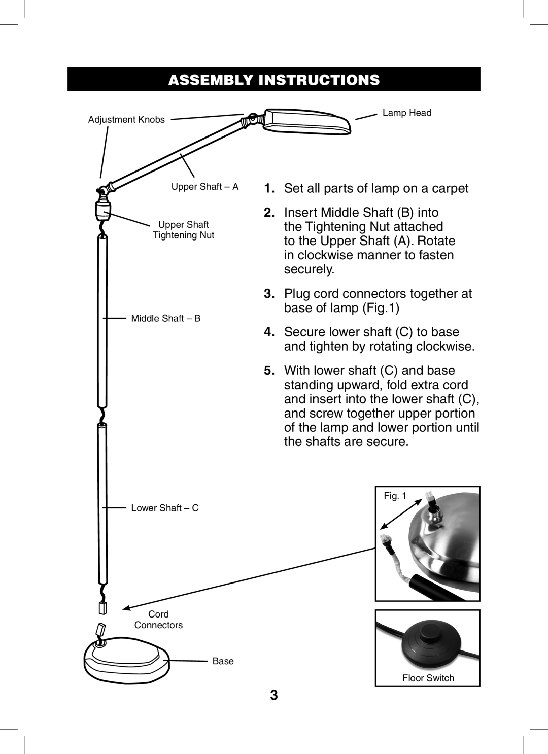 Verilux PL05 manual Assembly Instructions 