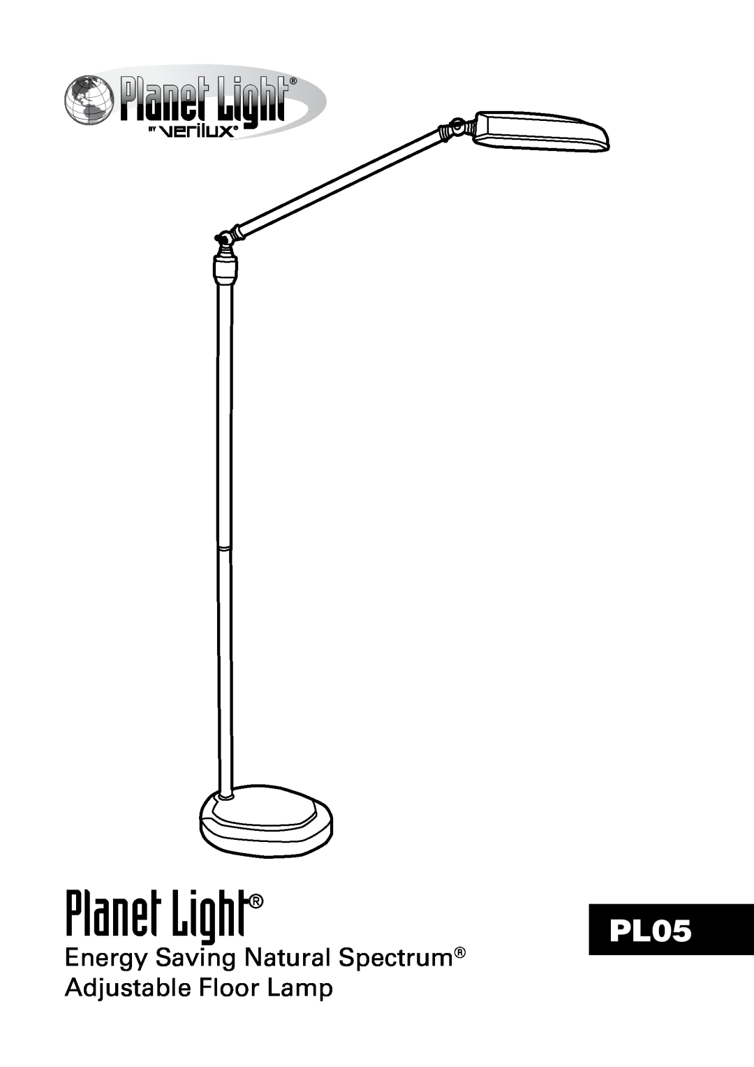 Verilux PL05 manual Planet Light, Natural Spectrum Adjustable Floor Lamp 