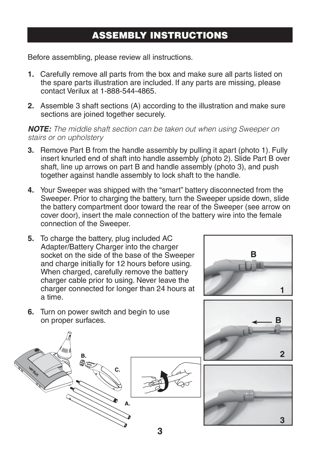 Verilux UV-C manual Assembly Instructions 