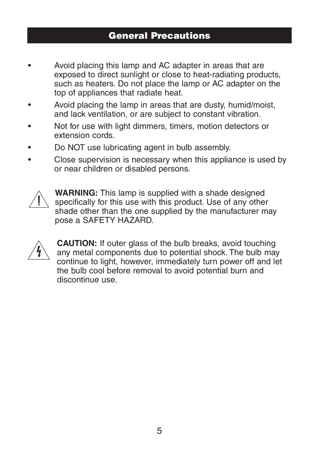 Verilux VA02 instruction manual General Precautions 