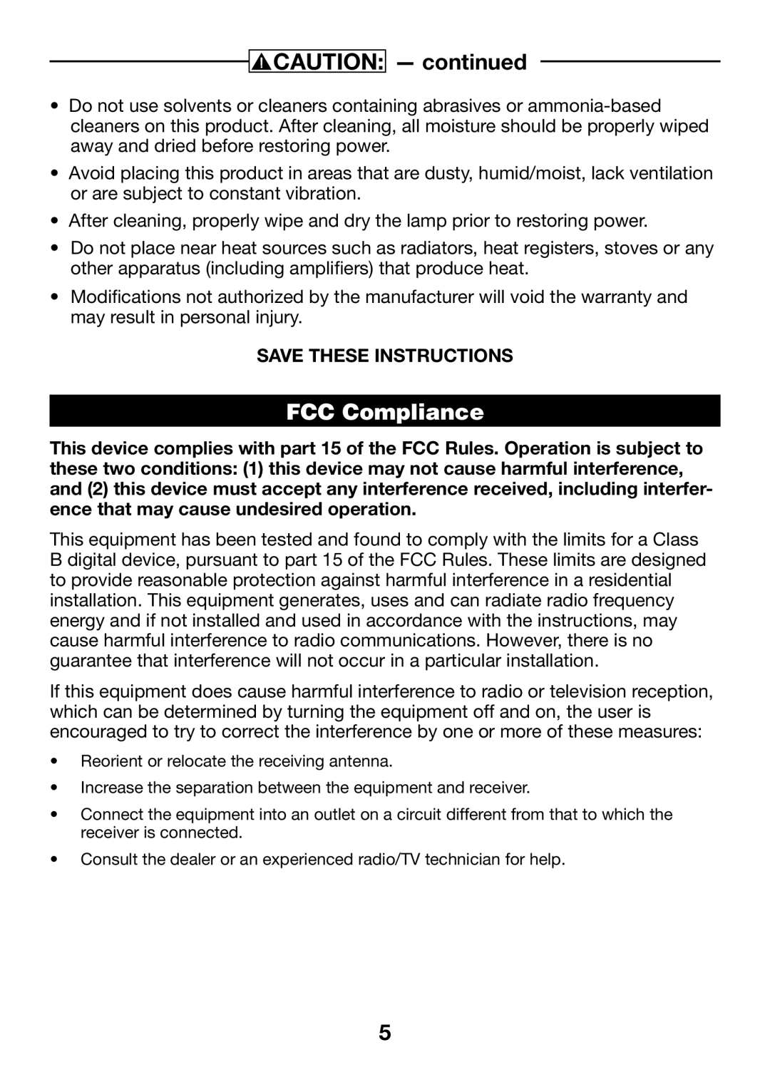 Verilux VA06 manual FCC Compliance 