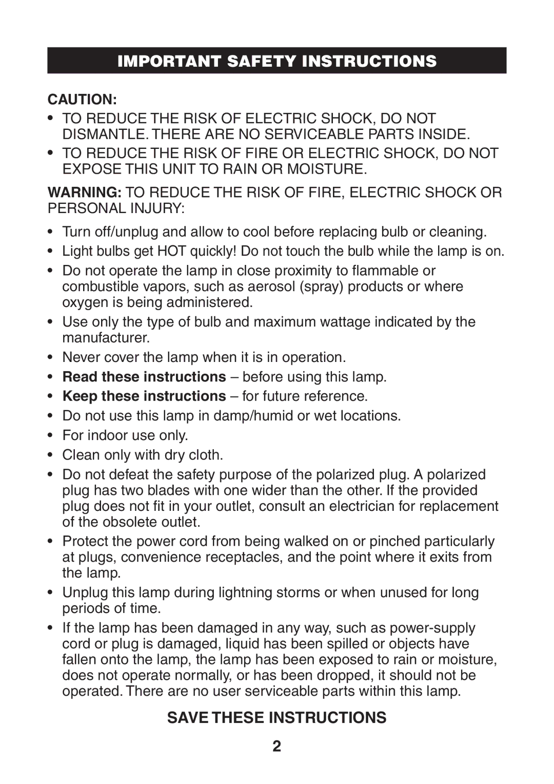 Verilux VD017 manual Important Safety Instructions, Keep these instructions for future reference 