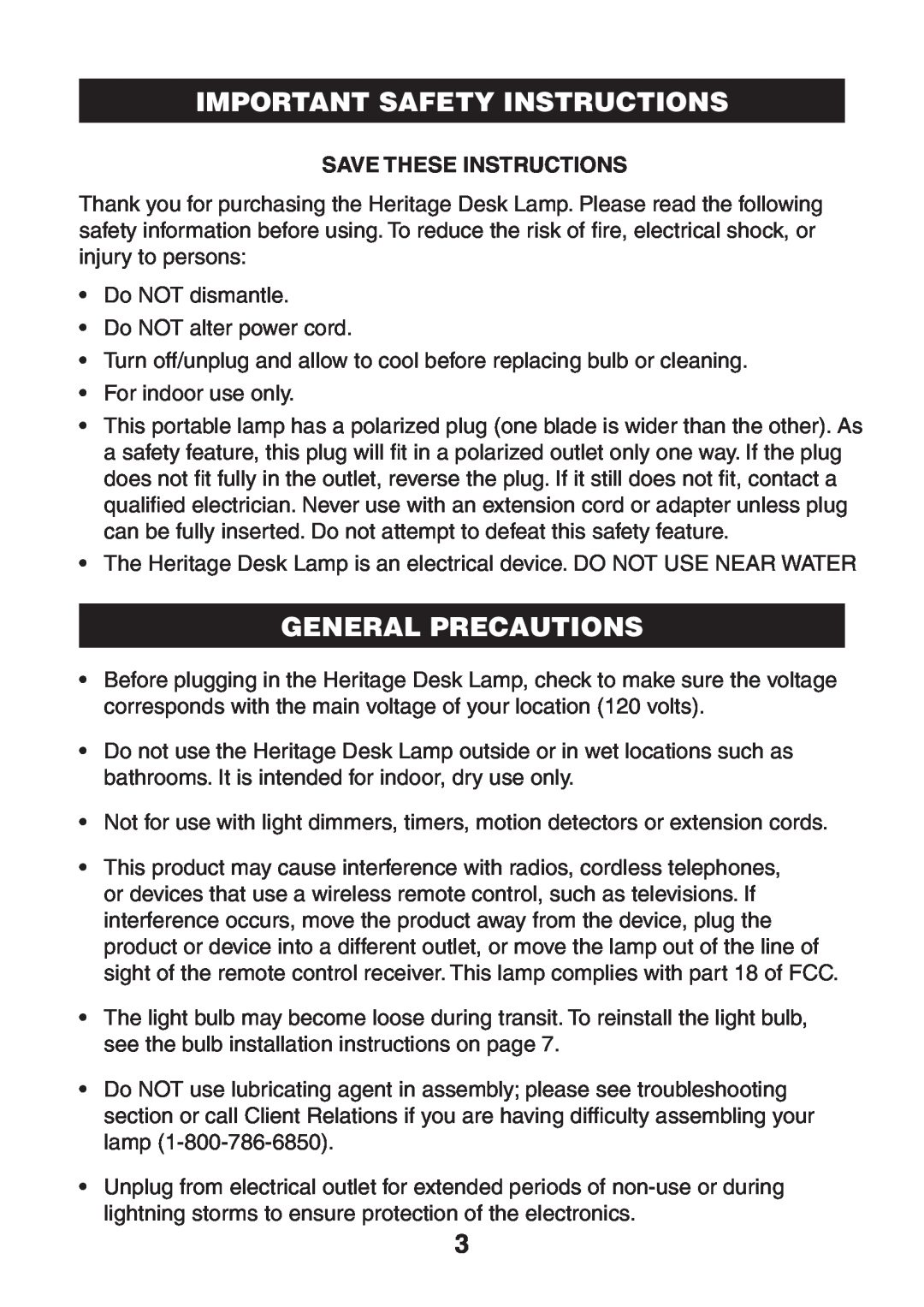 Verilux VD03 manual Important Safety Instructions, General Precautions, Save These Instructions 