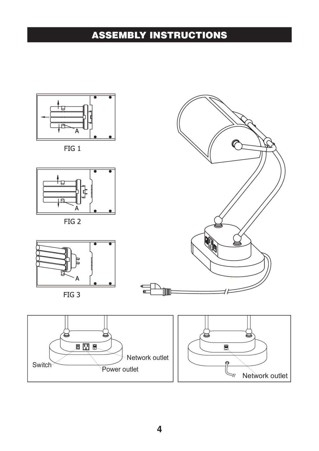 Verilux VD06 manual Network outlet Switch 