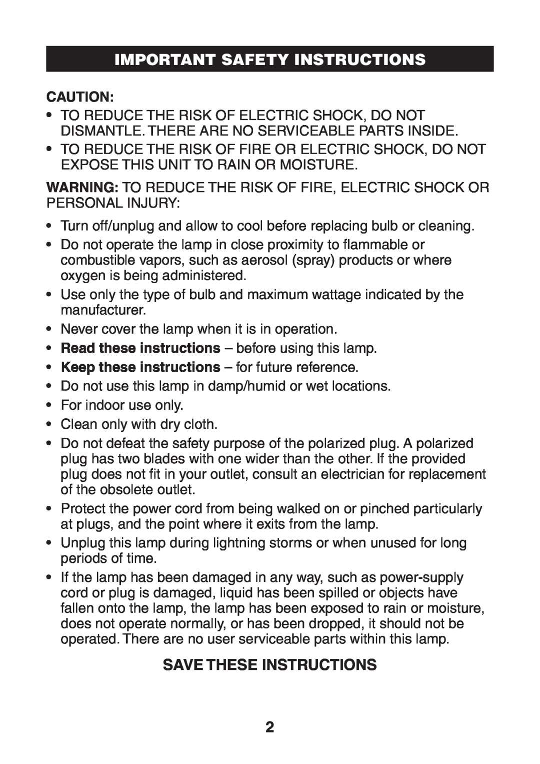 Verilux VD08 manual Important Safety Instructions, Save These Instructions, Keep these instructions - for future reference 