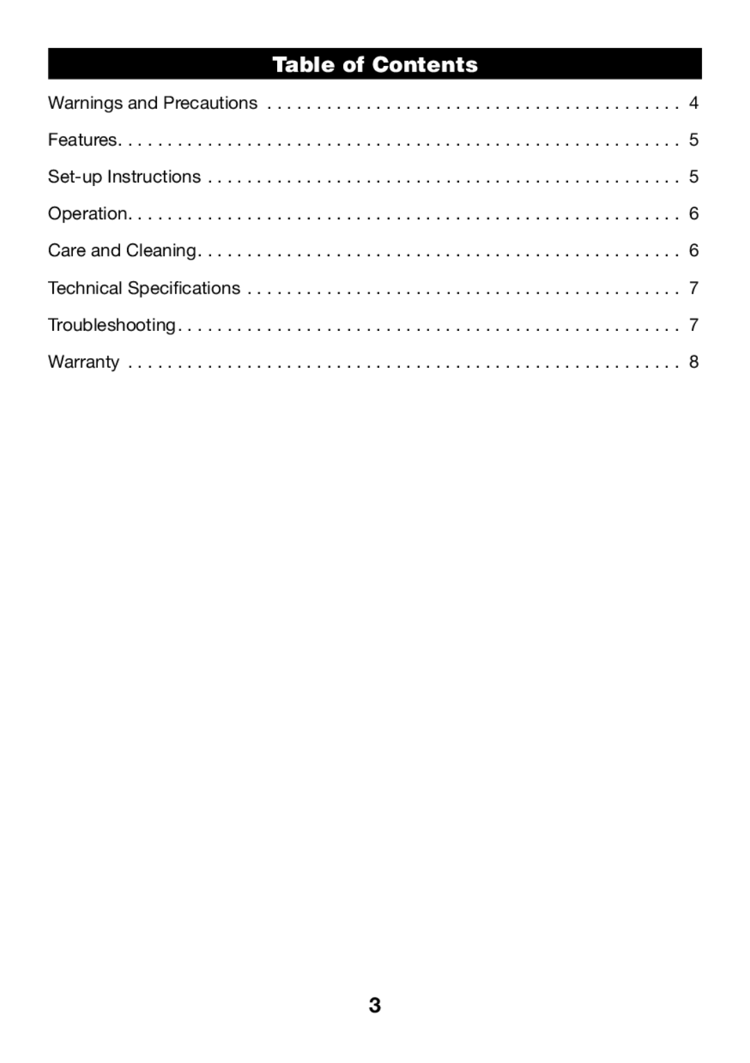 Verilux VD10 manual Table of Contents 