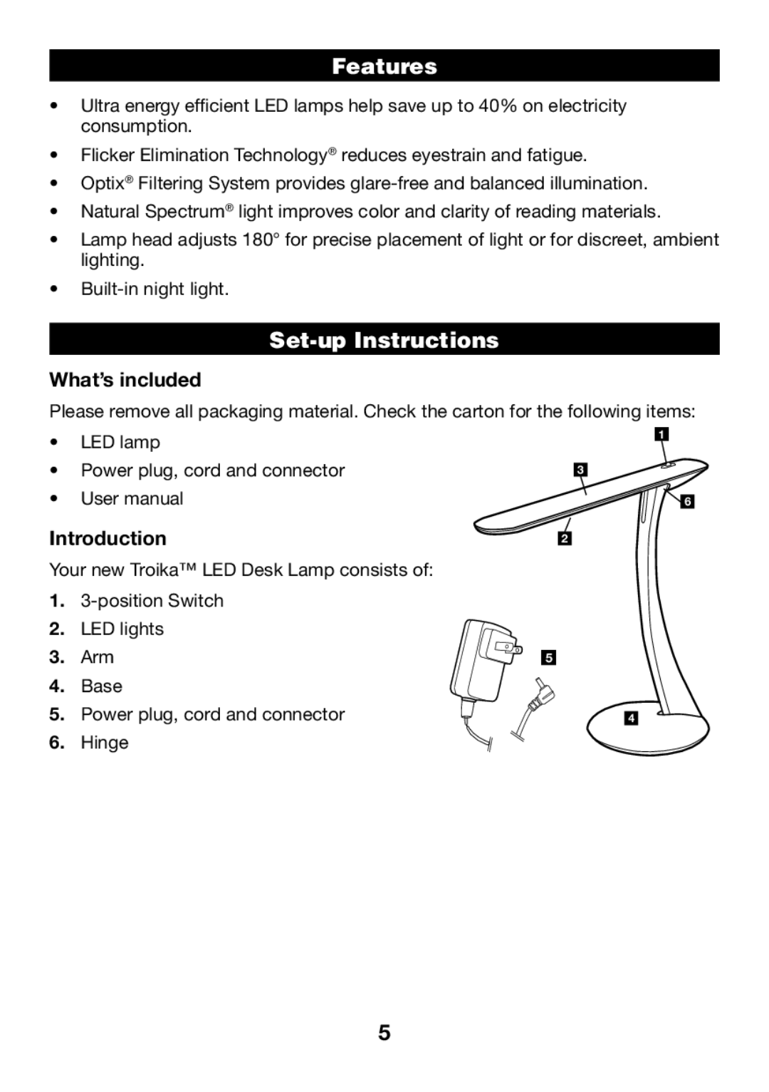 Verilux VD10 manual Features, Set-up Instructions, What’s included, Introduction 