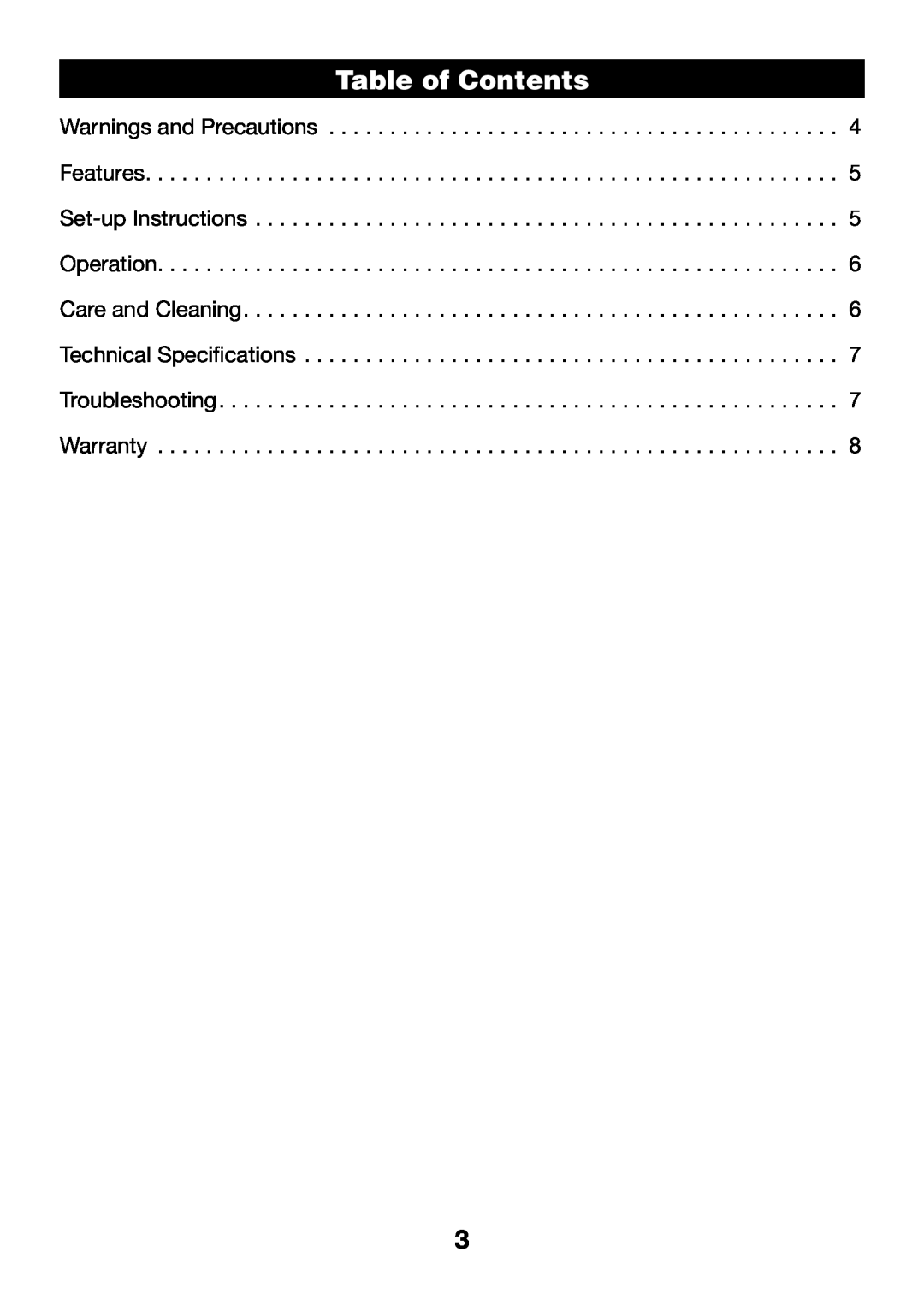 Verilux VD10 manual Table of Contents 