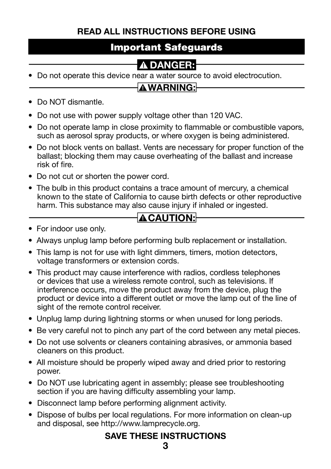 Verilux VD12 manual Important Safeguards 