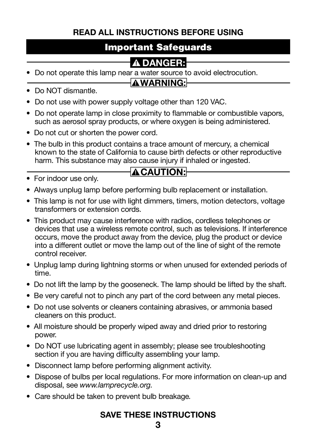 Verilux VF01 manual Important Safeguards 