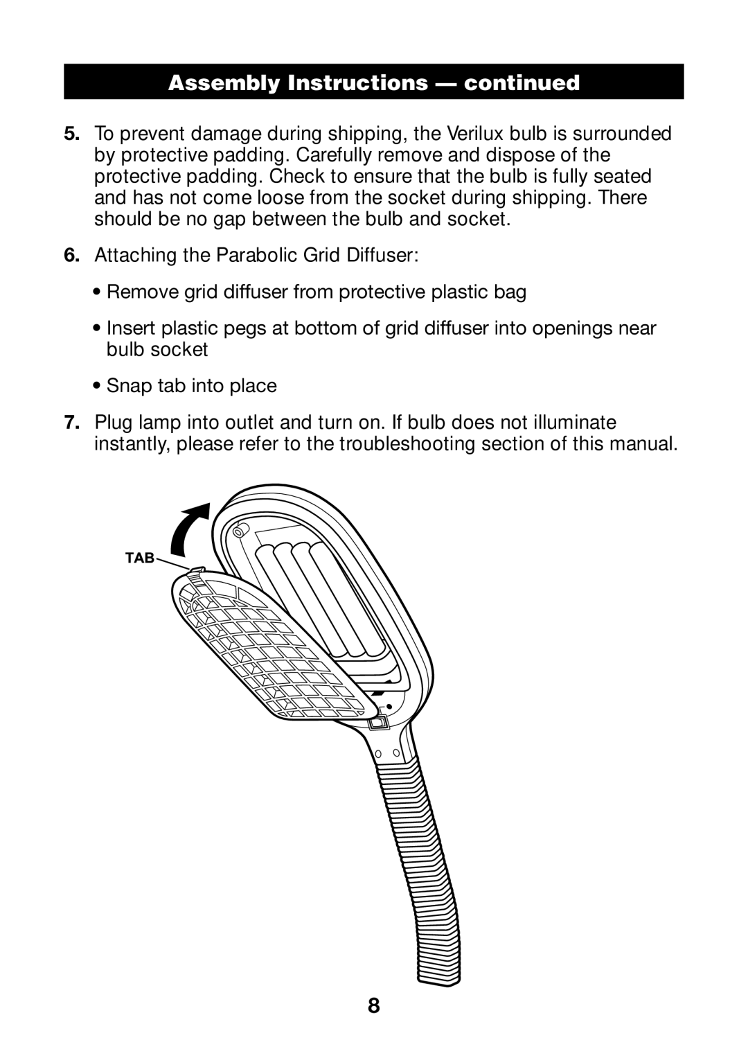 Verilux VF01 manual Assembly Instructions 