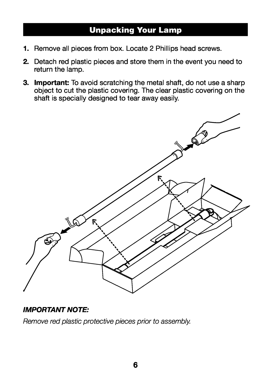Verilux VF01 manual Unpacking Your Lamp, Important Note 