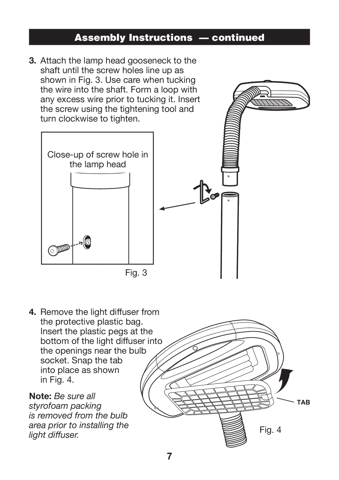 Verilux VF02 manual Assembly Instructions 