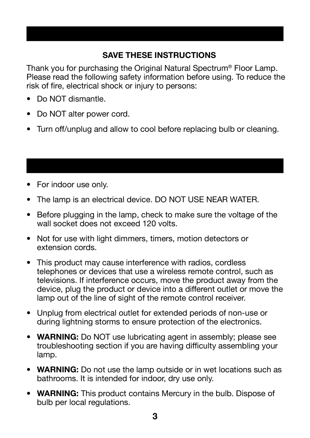 Verilux VF02 manual Important Safety Instructions 