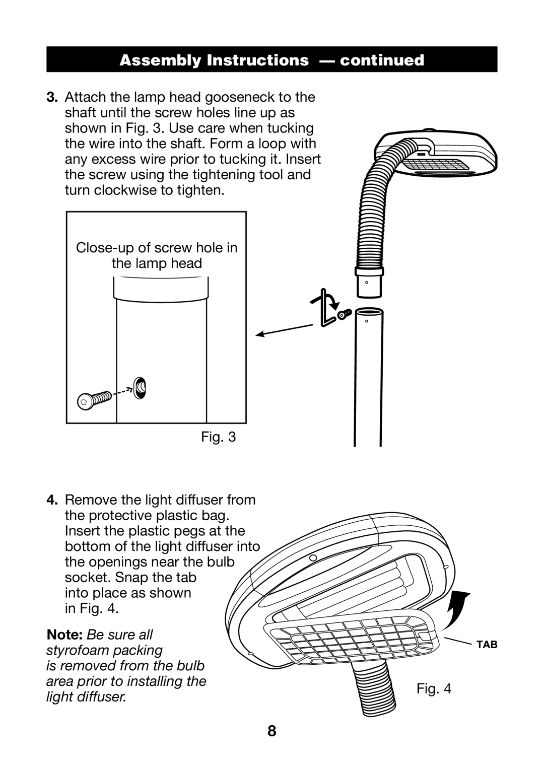 Verilux VF02 manual Assembly Instructions 