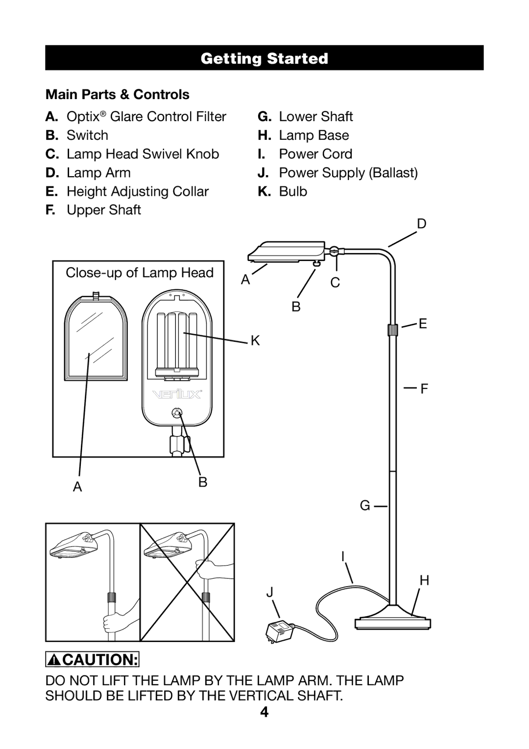 Verilux VF03 manual Getting Started 