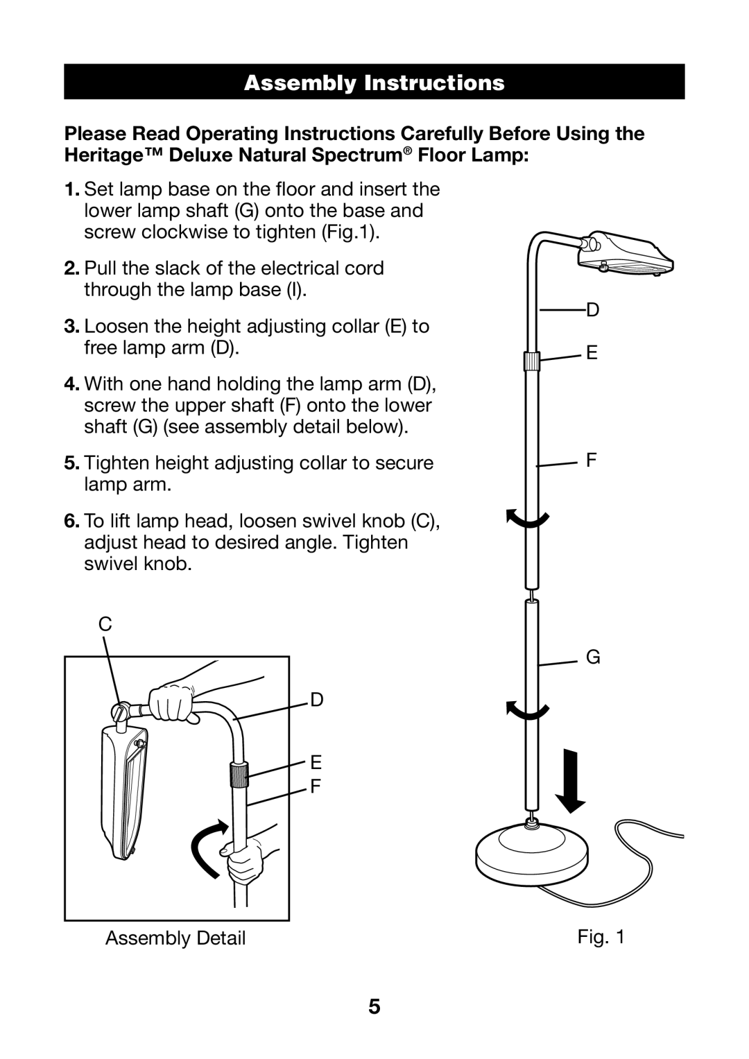 Verilux VF03 manual Assembly Instructions 