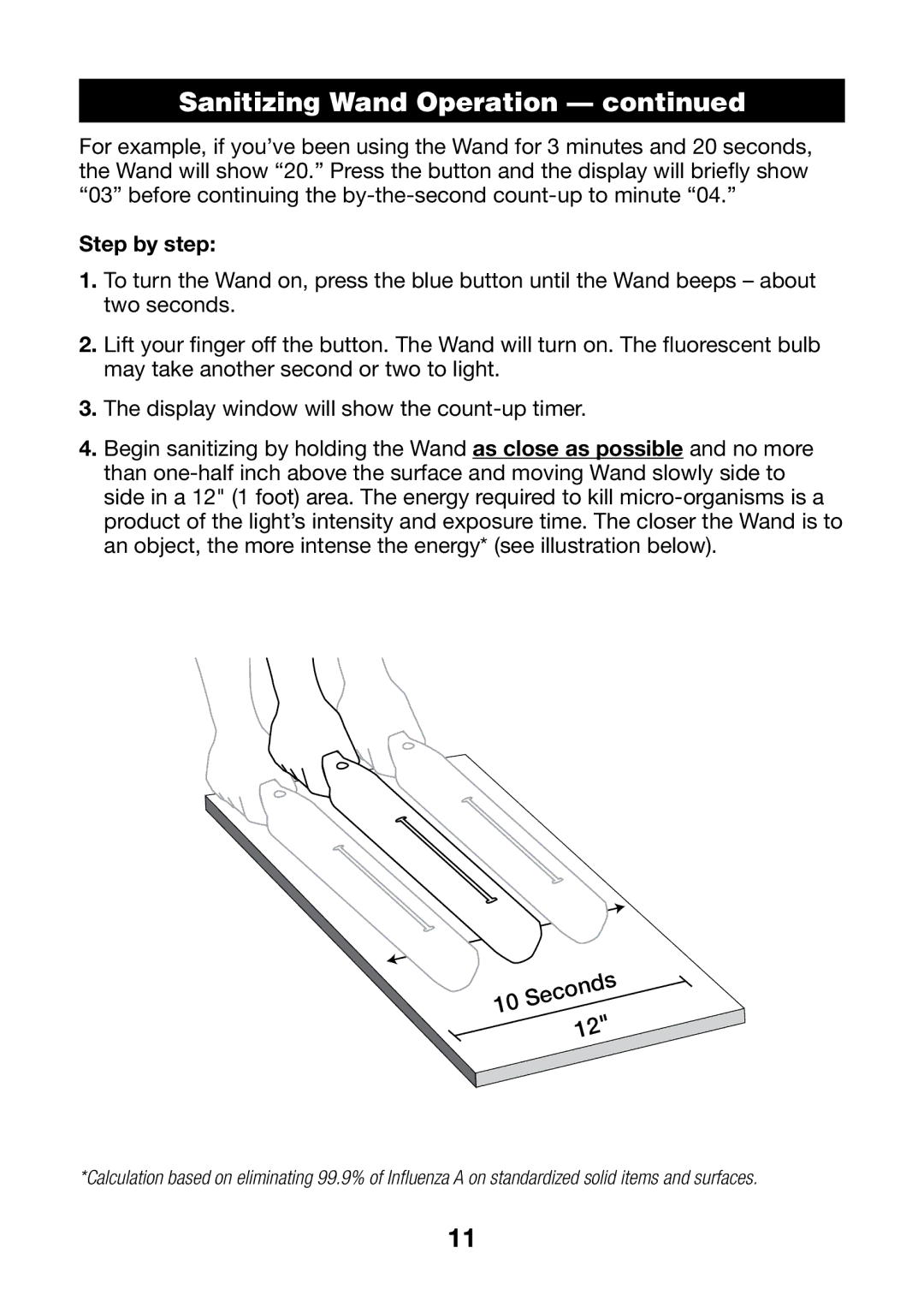 Verilux VH01 manual Seconds, Step by step 