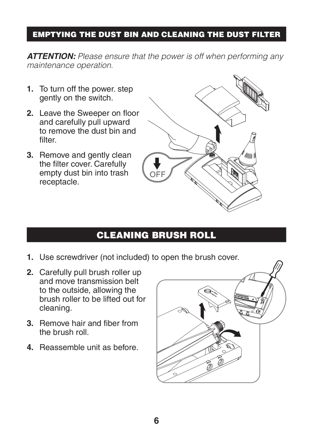 Verilux VH02 manual Cleaning Brush Roll 