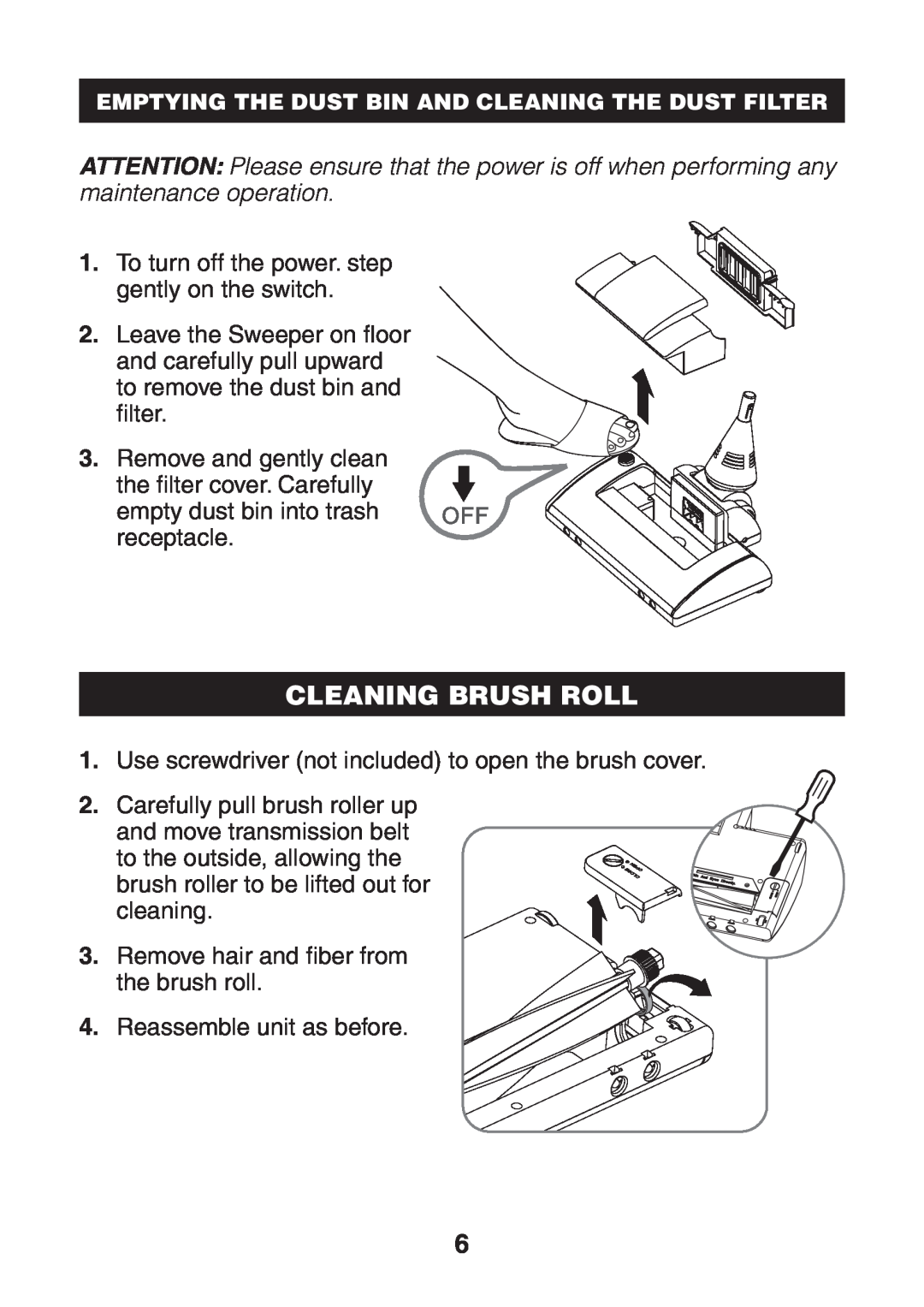 Verilux VH02 manual Cleaning Brush Roll 