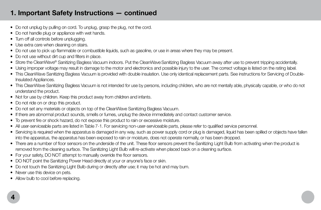 Verilux VH04WW1 owner manual Important Safety Instructions 