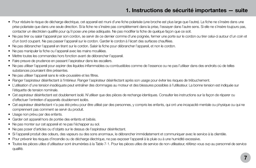 Verilux VH04WW1 owner manual Instructions de sécurité importantes suite 