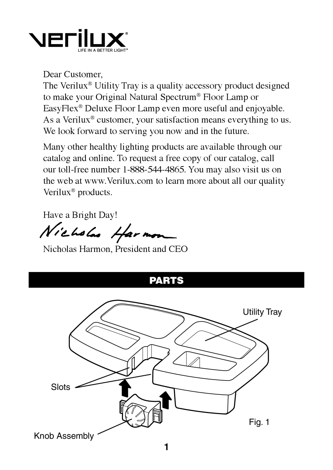 Verilux VL01 manual Parts 