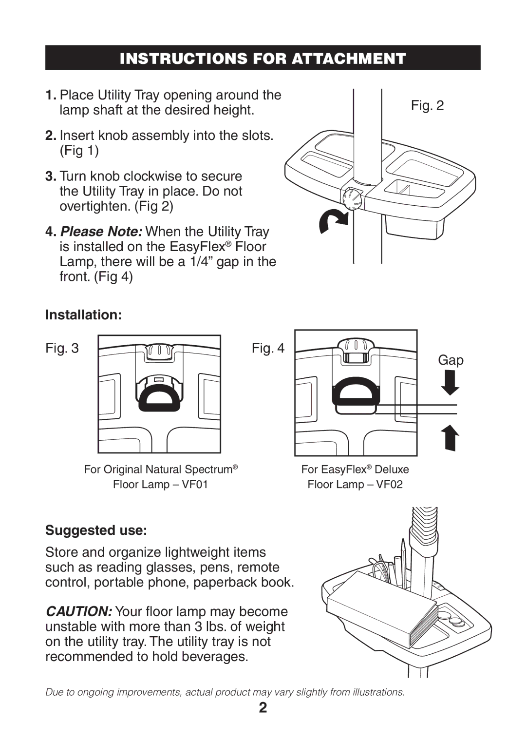 Verilux VL01 manual Installation, Suggested use 