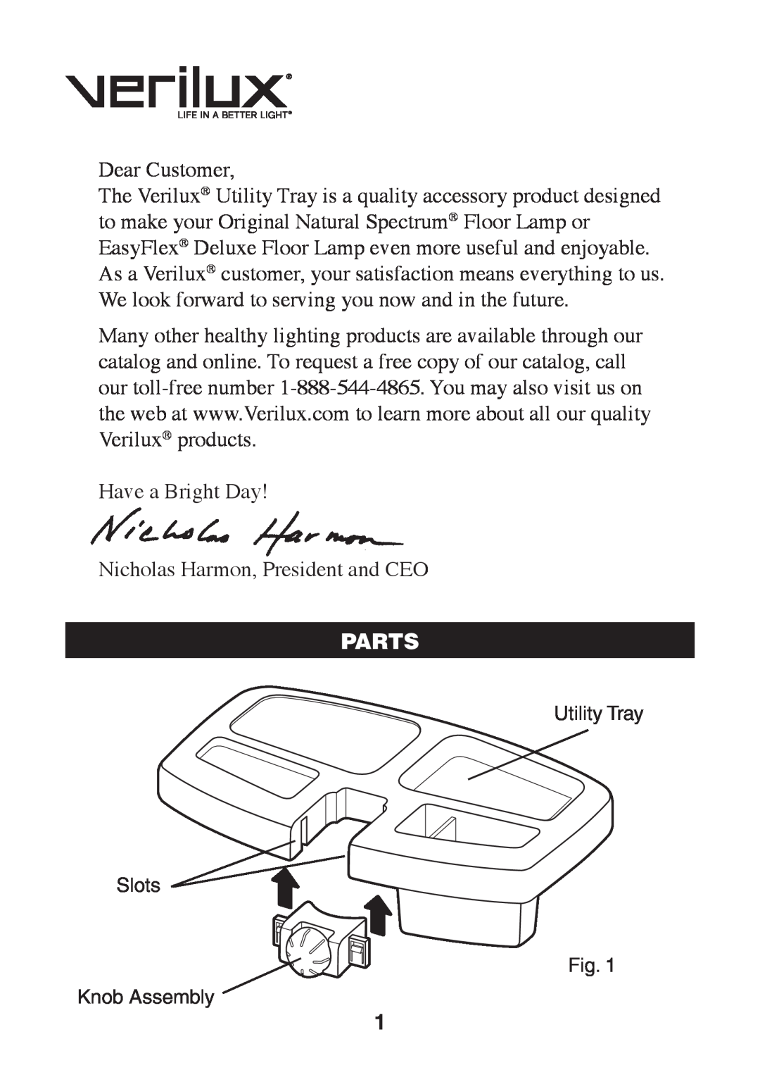 Verilux VL01 manual Parts 