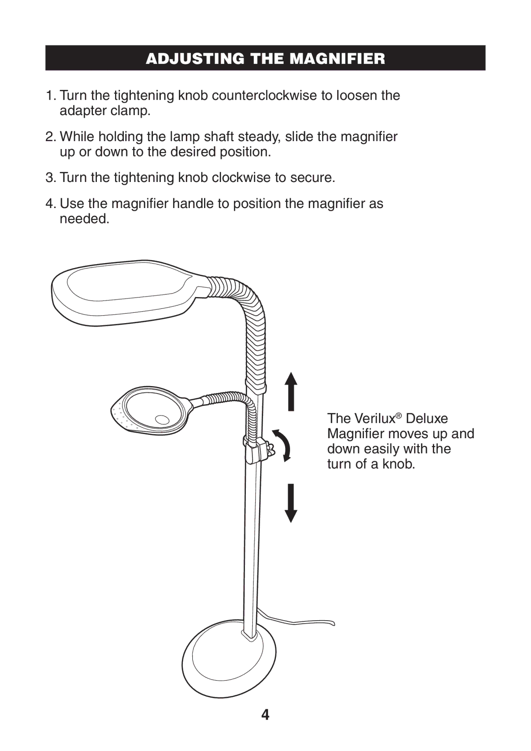 Verilux VM01 manual Adjusting the Magnifier 